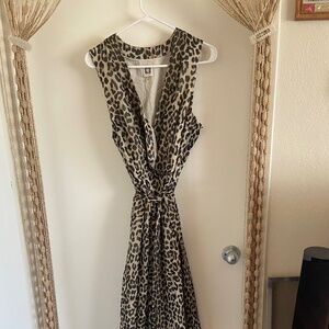 Anne Klein Leopard Print Dress w/ tie